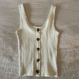 American Eagle Outfitters Ivory Button-Front Tank Top